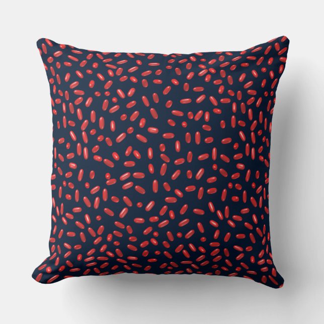 Red Pills Repeating Pattern Throw Pillow (Front)