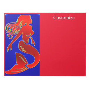 red pin-up mermaid notepad