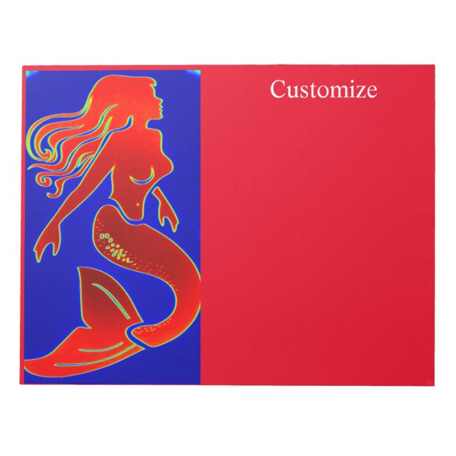 red pin-up mermaid  notepad (Front)
