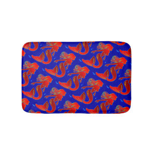 red pin-up mermaids bath mat