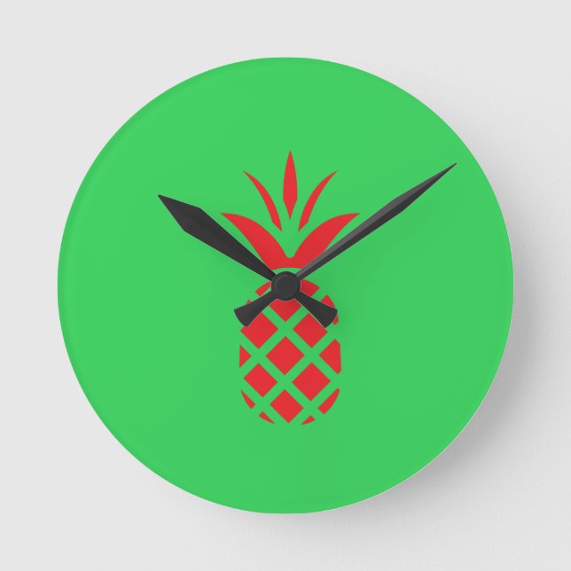 Red Pine apple in  Green Round Clock (Front)