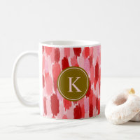 Red Pink Abstract Brushstrokes Pattern Monogram