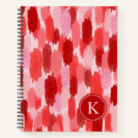 Red Pink Abstract Brushstrokes Pattern Monogram