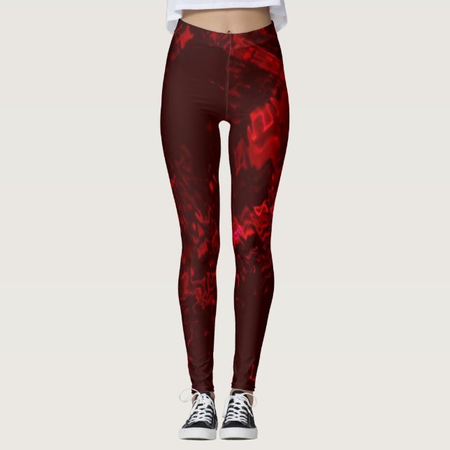 Red Pink All-Over-Print Leggings (Front)