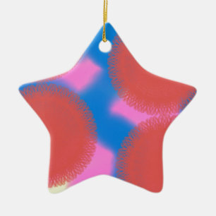 red pink and blue 56789 abstract art ceramic ornament