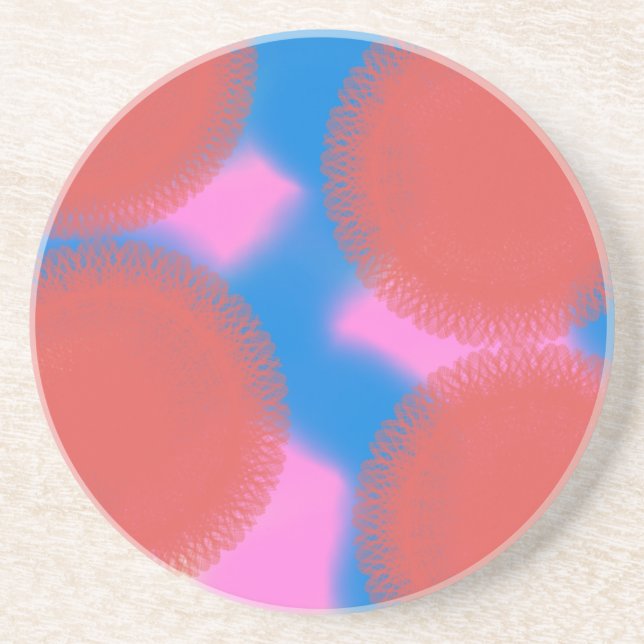 red pink and blue 56789 abstract art coaster (Front)