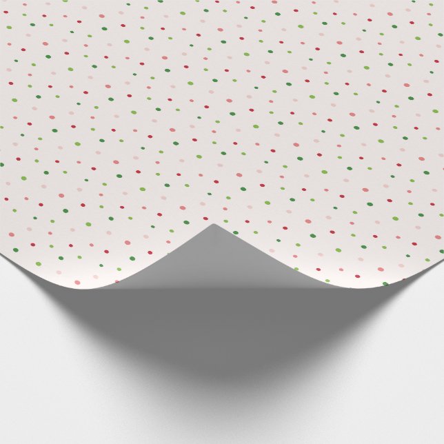 Red, Pink and Green Polka Dots Christmas Pattern Wrapping Paper (Corner)