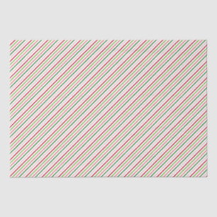 Red, Pink and Green Stripes Christmas Pattern Tissue Paper