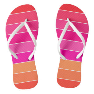 Red, Pink and Orange Stripes Flip Flops
