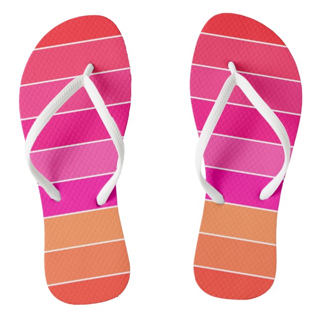 Red, Pink and Orange Stripes Flip Flops (Footbed)