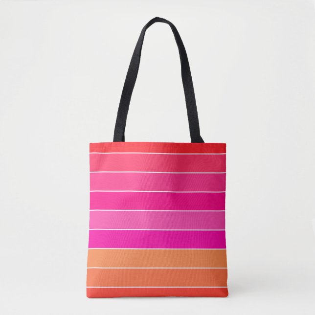 Red, Pink and Orange Stripes Tote Bag (Front)