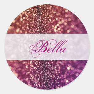 Red Pink and Purple Sparkle Diva Glitter Design Classic Round Sticker