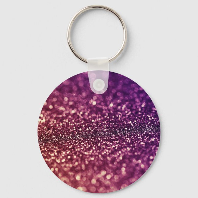 Red Pink and Purple Sparkle Diva Glitter Design Keychain (Front)