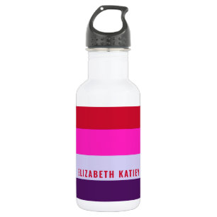 Red, Pink and Purple Stripes Pattern 532 Ml Water Bottle