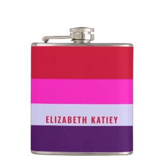 Red, Pink and Purple Stripes Pattern  Hip Flask