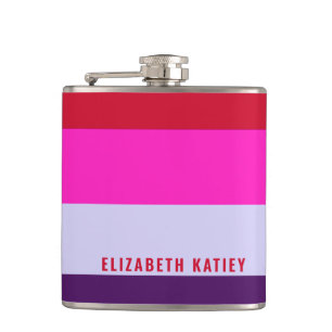 Red, Pink and Purple Stripes Pattern Hip Flask