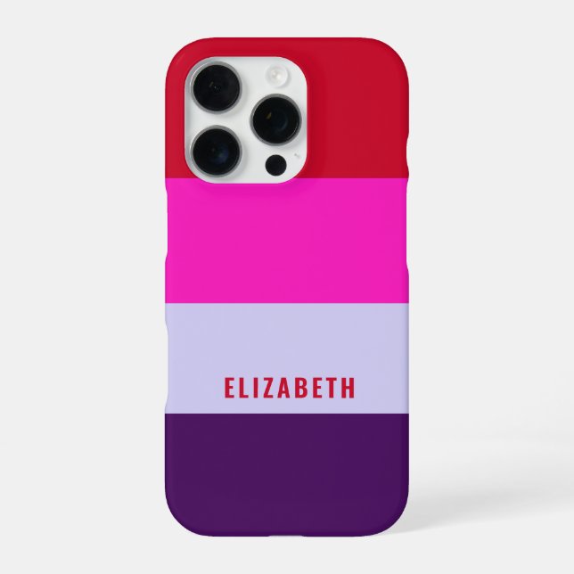Red, Pink and Purple Stripes Pattern  iPhone Case (Back)