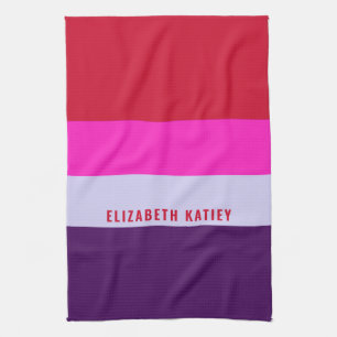 Red, Pink and Purple Stripes Pattern  Kitchen Towel