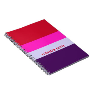 Red, Pink and Purple Stripes Pattern Notebook