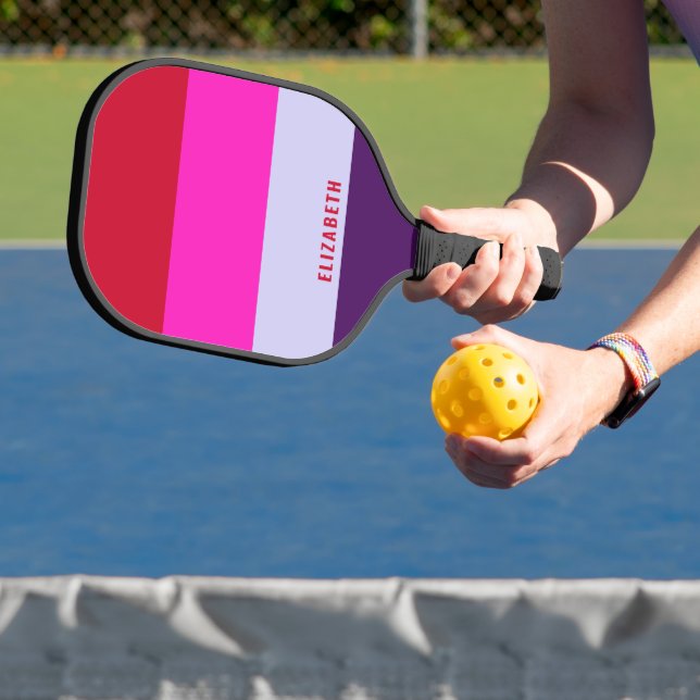 Red, Pink and Purple Stripes Pattern  Pickleball Paddle (Insitu)