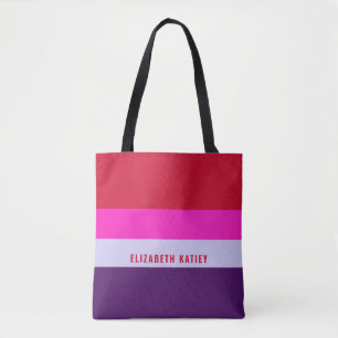 Red, Pink and Purple Stripes Pattern  Tote Bag