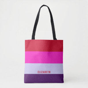 Red, Pink and Purple Stripes Pattern  Tote Bag