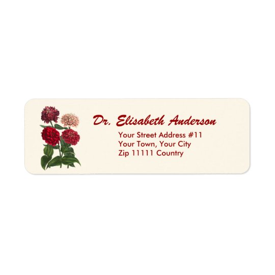 Red, Pink and Purple Zinnias by Van Houtte Return Address Label