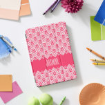 Red pink and white chevron damask custom name  iPad pro cover<br><div class="desc">Bold angular patterned case cover in bright red dark pink and white. Personalize wit your own name. Pattern and design by www.mylittleeden.com</div>