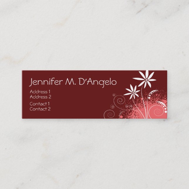 Red, Pink and White Flowers Mini Business Card (Front)