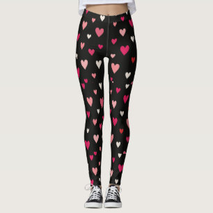 Red, Pink, and White Hearts  Leggings