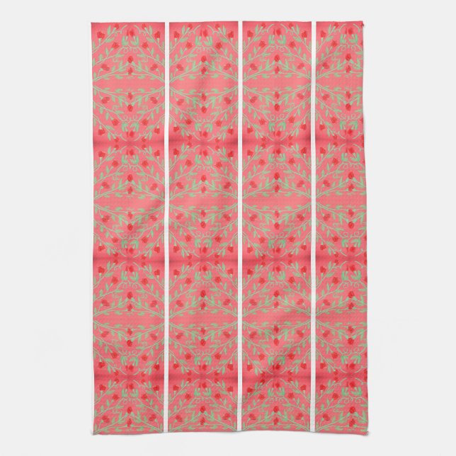 Red Pink And White Stripe Hand Towel (Vertical)