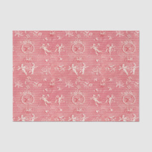 Red Pink Antique Cupid Angels and Hearts Tissue Paper