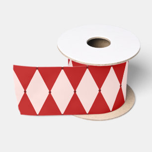 Red & Pink Argyle Festive Modern Christmas Satin Ribbon
