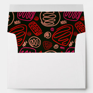 Red Pink Beige Black One Line Artistic Pattern Envelope