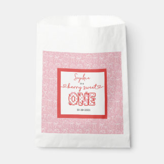 Red & Pink Berry Sweet One Girl 1st Birthday Party Favour Bag