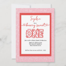 Red & Pink Berry Sweet One Girl 1st Birthday Party