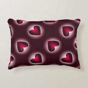Red Pink Black Heart Pattern Accent Pillow