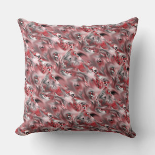 Red, Pink, Black, & White Smear Design Pillow