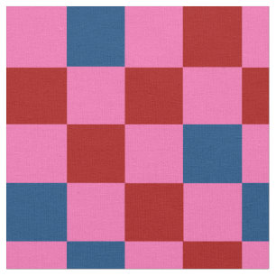 Red Pink Blue Chequered Pattern Design  Fabric