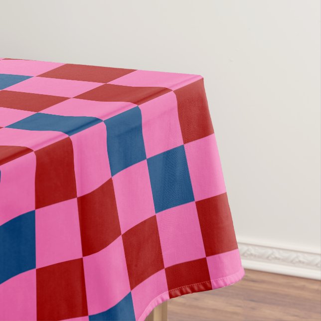 Red Pink Blue Chequered Pattern Design  Tablecloth (In Situ)