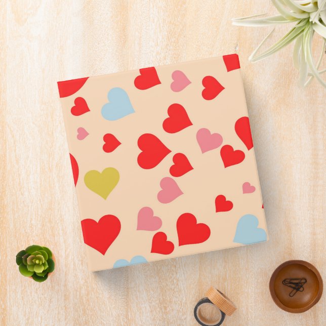 Red Pink Blue Colourful Cute Heart Y2K Pattern Binder (In Situ)