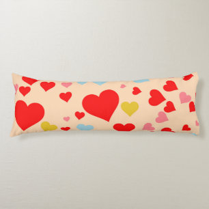 Red Pink Blue Colourful Simple Heart Y2K Pattern Body Pillow