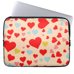 Red Pink Blue Colourful Simple Heart Y2K Pattern Laptop Sleeve