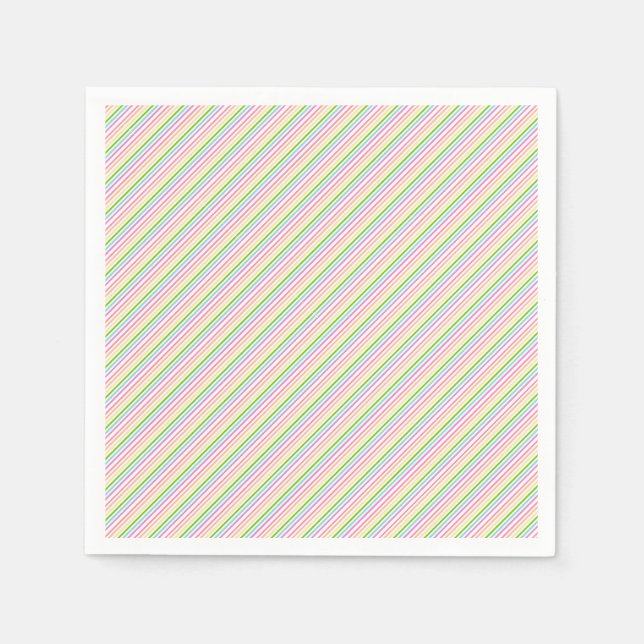 Red Pink Blue Green Purple White Stripes Blank Napkin (Front)