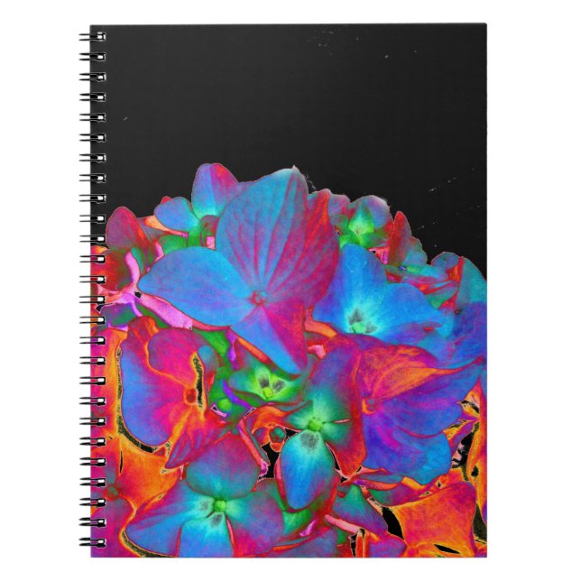 Red pink blue purple floral colourful floral notebook (Front)