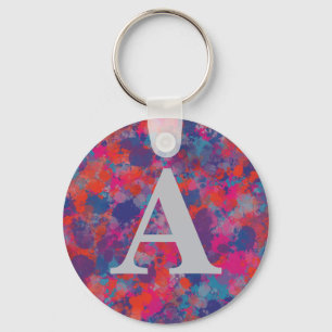 Red Pink Blue Purple Modern Colourful Drops Keychain