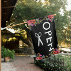 Red Pink Boho Flowers Open Hair Salon House Flag