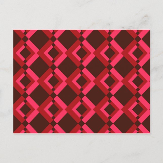Red, pink, bold, lively, cool, trendy geometric postcard (Front)