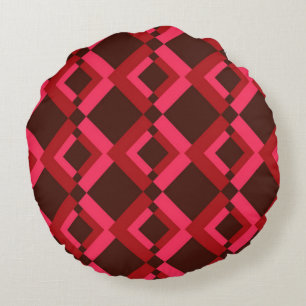 Red, pink, bold, lively, cool, trendy geometric round pillow