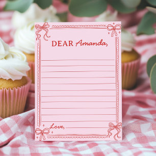 Red Pink Bow Cake Time Capsule Note Message Card
